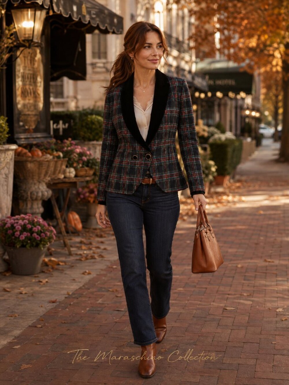 Pendleton Vintage Plaid Wool Blazer Velvet Lapels | 8 Petite
